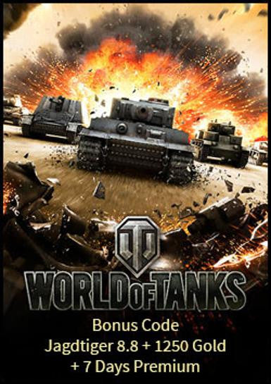 World of Tanks Bonus Code (Jagdtiger 8.8 + 1250 Gold + 7 Days Premium)